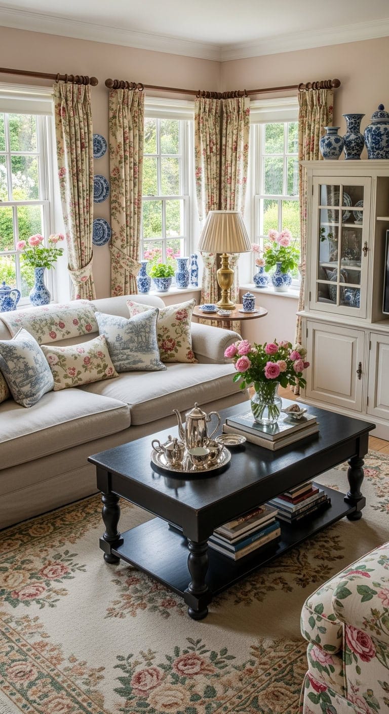 black floral english cottage