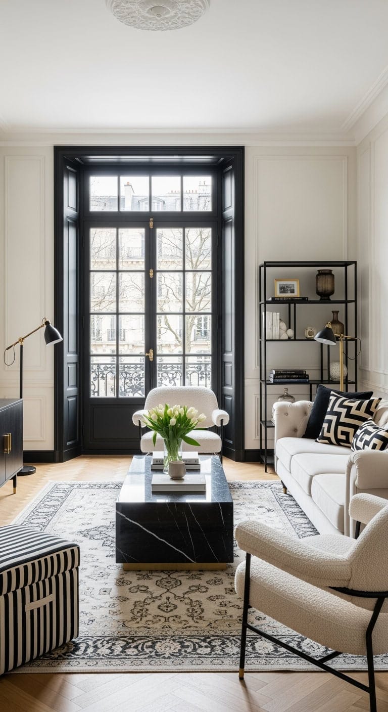 black french doors gold accents