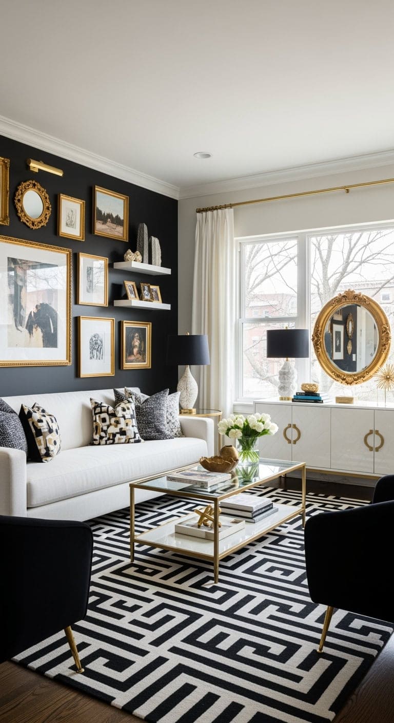 black gallery white furnishings