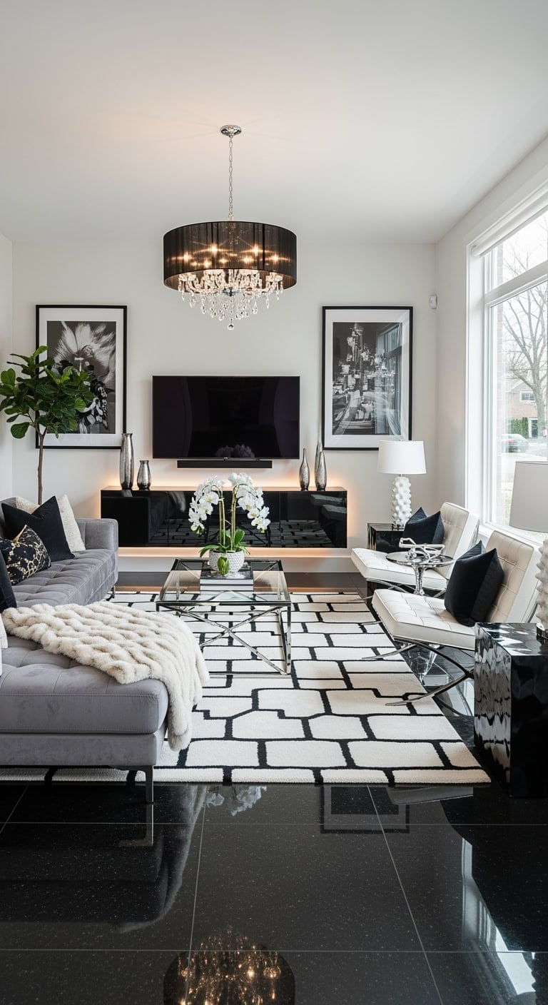 black granite glam livingroom