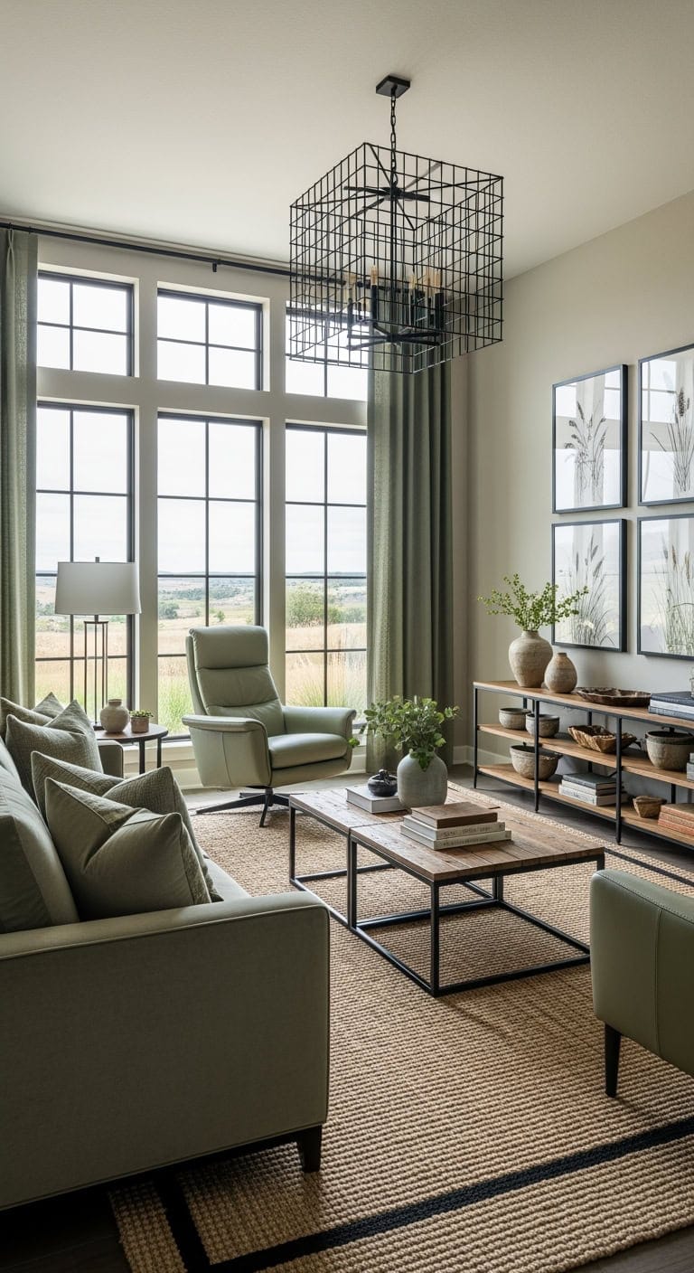 black gridded prairie green ambiance