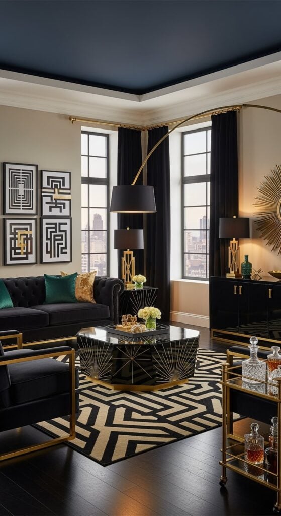 23 All Black Living Room Makeovers That Balance Drama and Comfort - Black Lacquer Living Room Furniture
