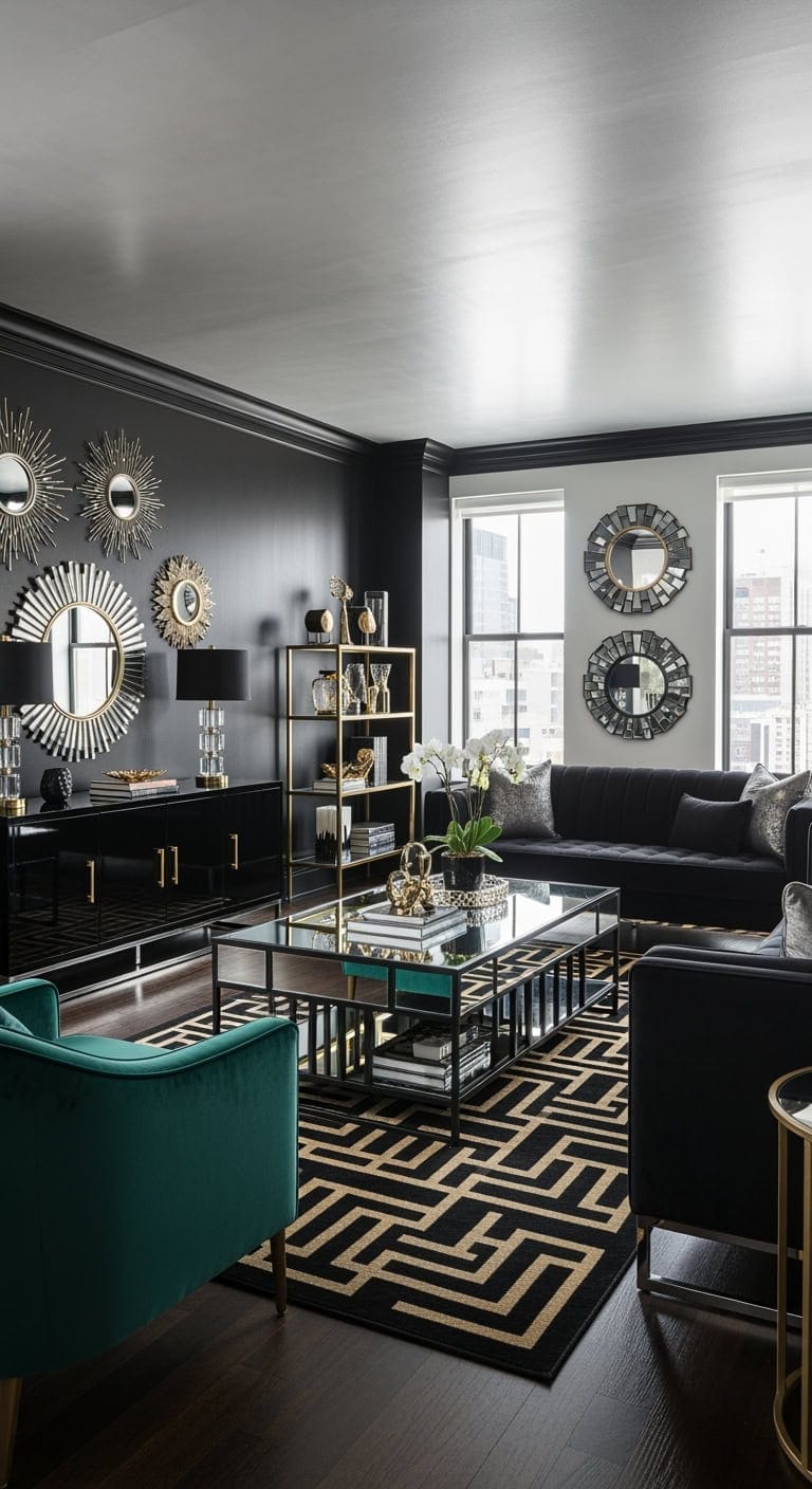 black lacquered art deco