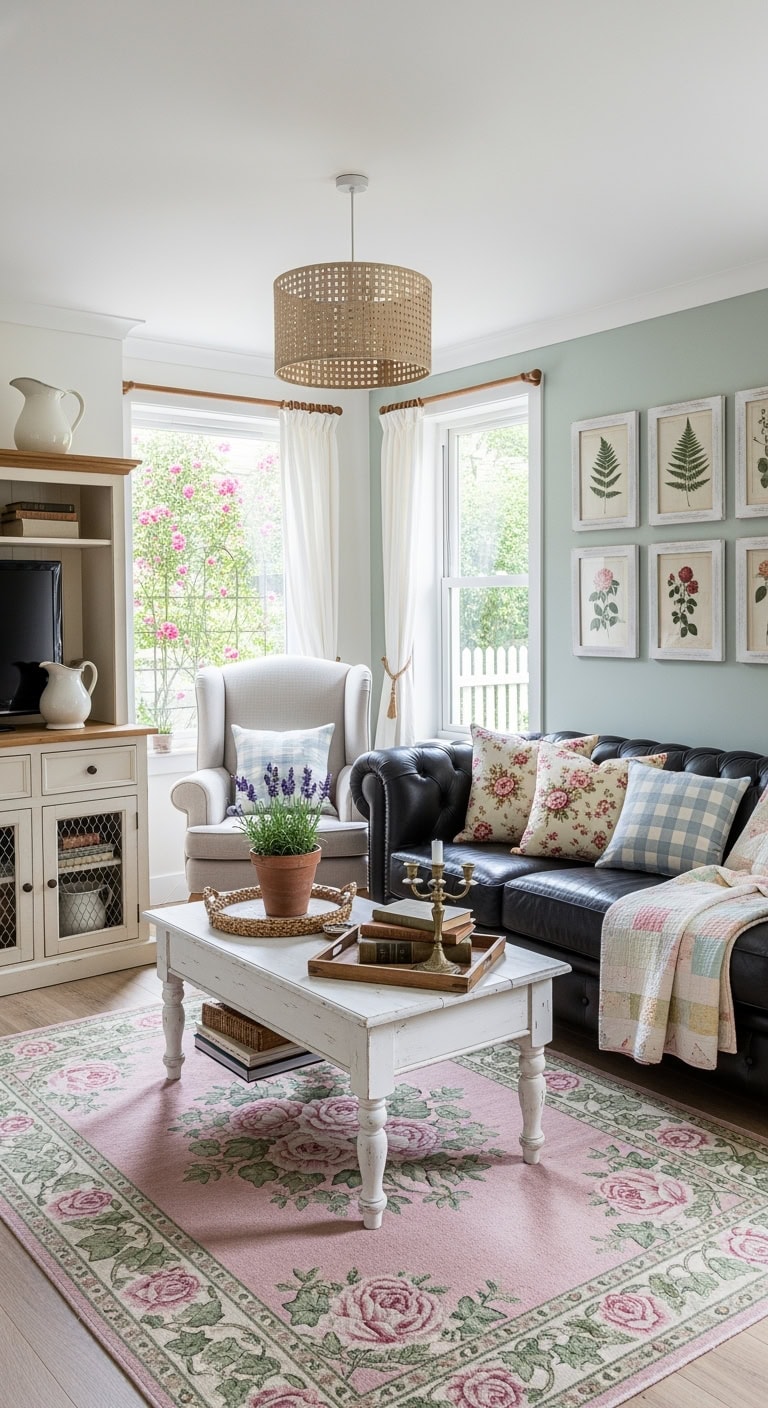 black leather cottage charm