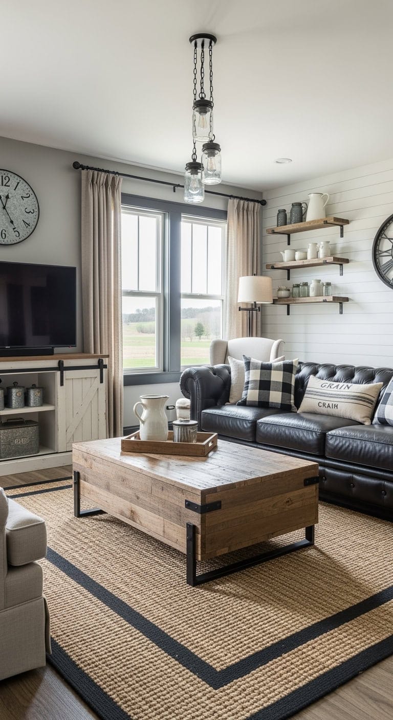 black leather farmhouse retreat