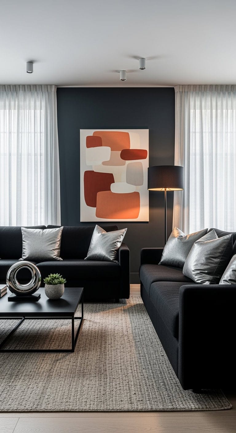 black linen silver accents