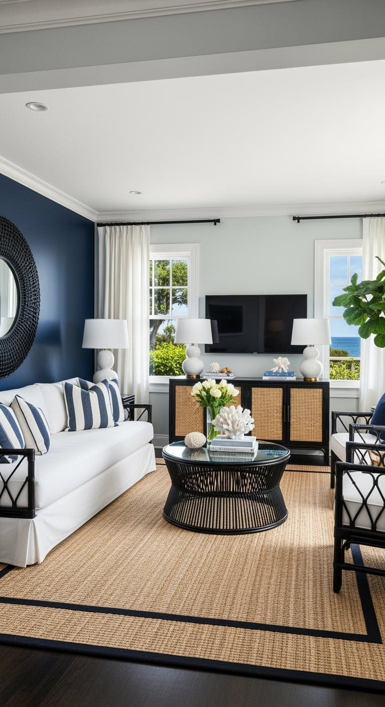 black rattan coastal chic