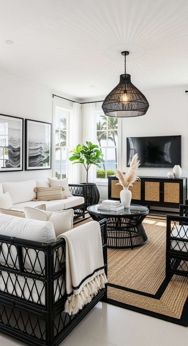 black rattan coastal chic