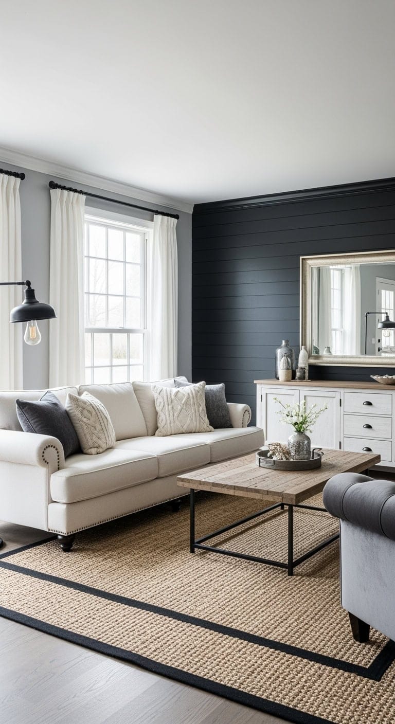 black shiplap farmhouse luxe