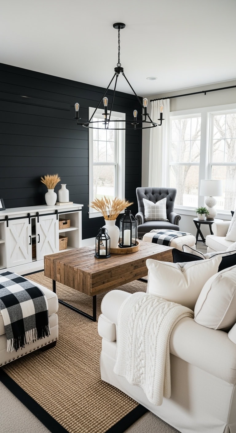 black shiplap white trim