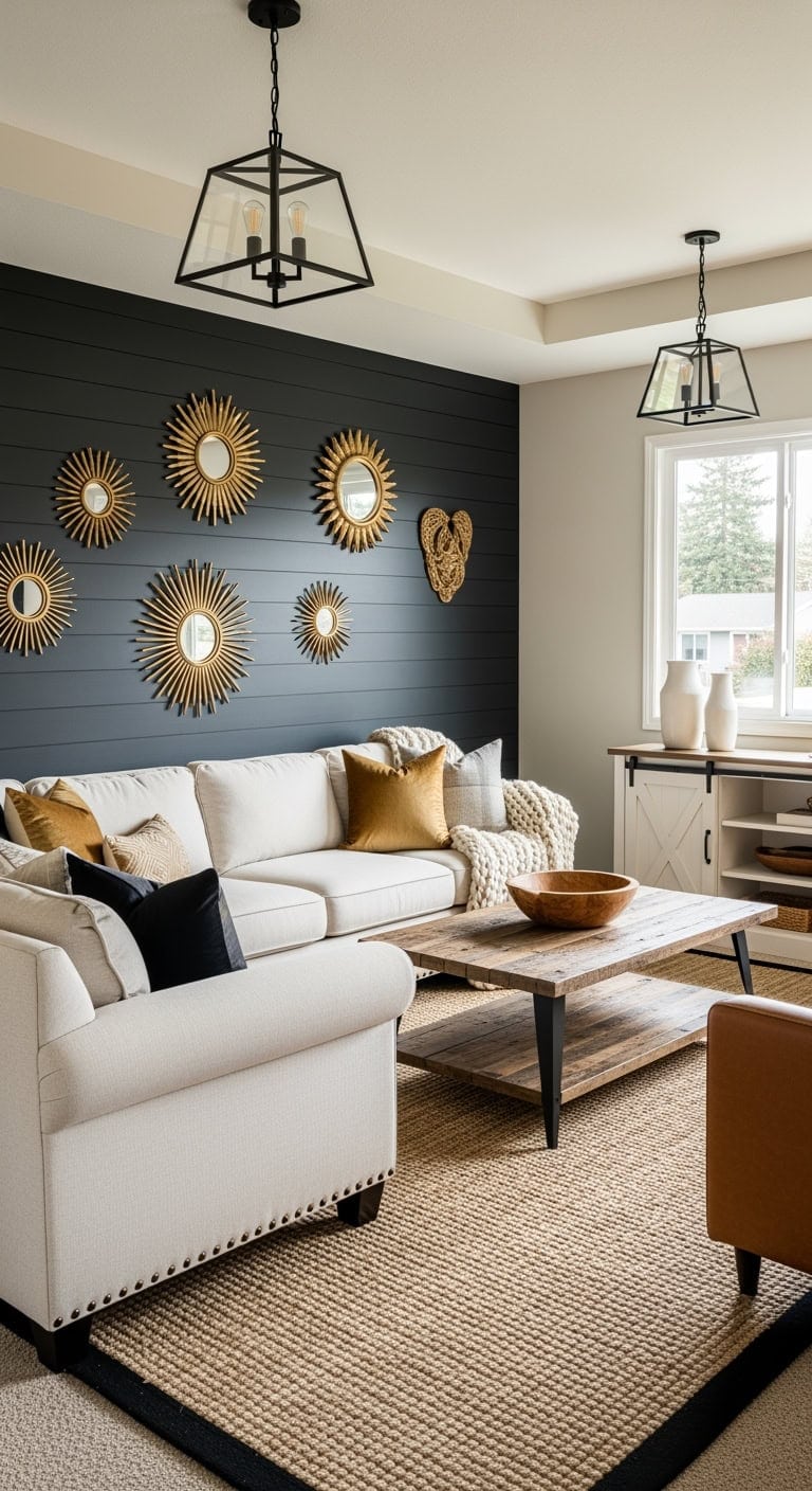 black shiplap with gold