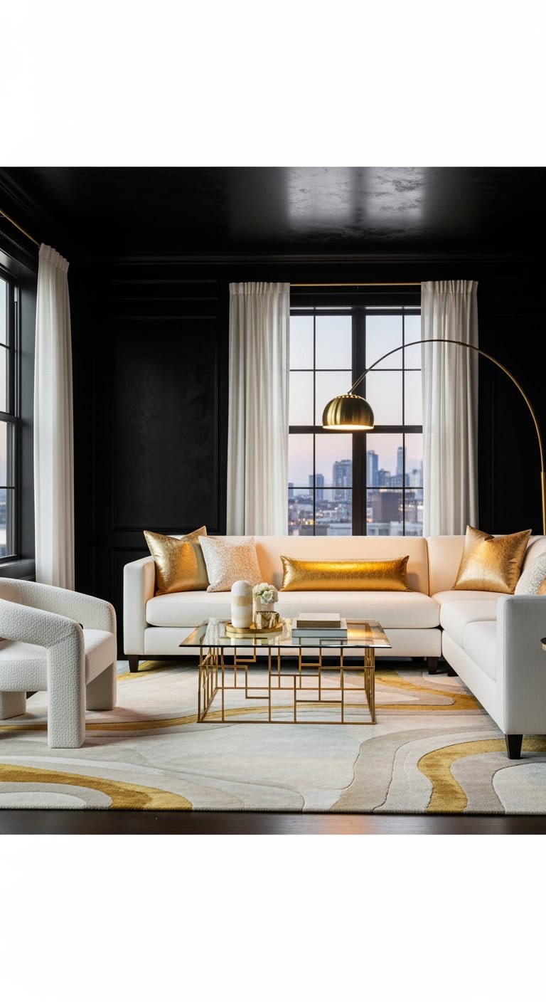 black white gold finishes