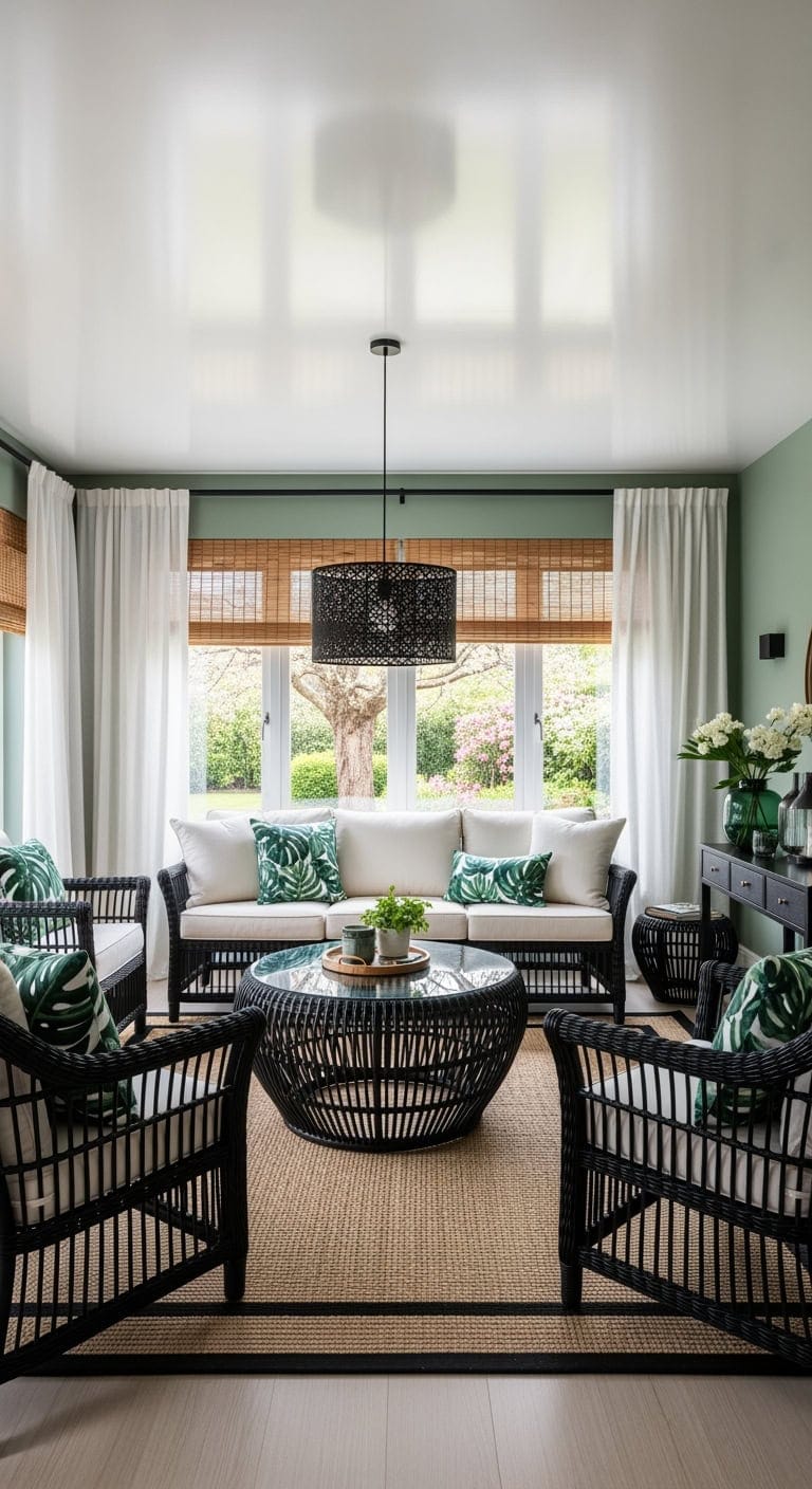 black wicker botanical conservatory vibe