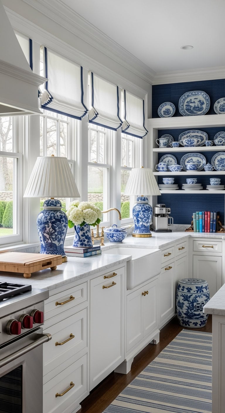 blue and white preppy charm