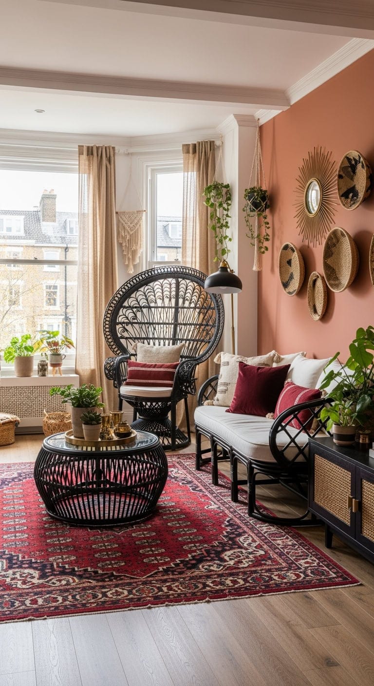 bohemian black rattan decor