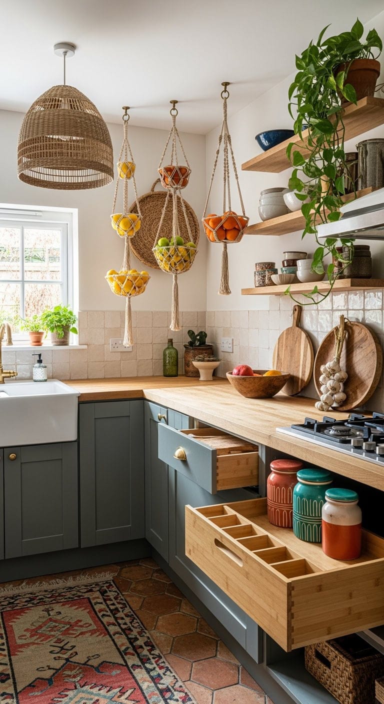 bohemian hanging fruit baskets