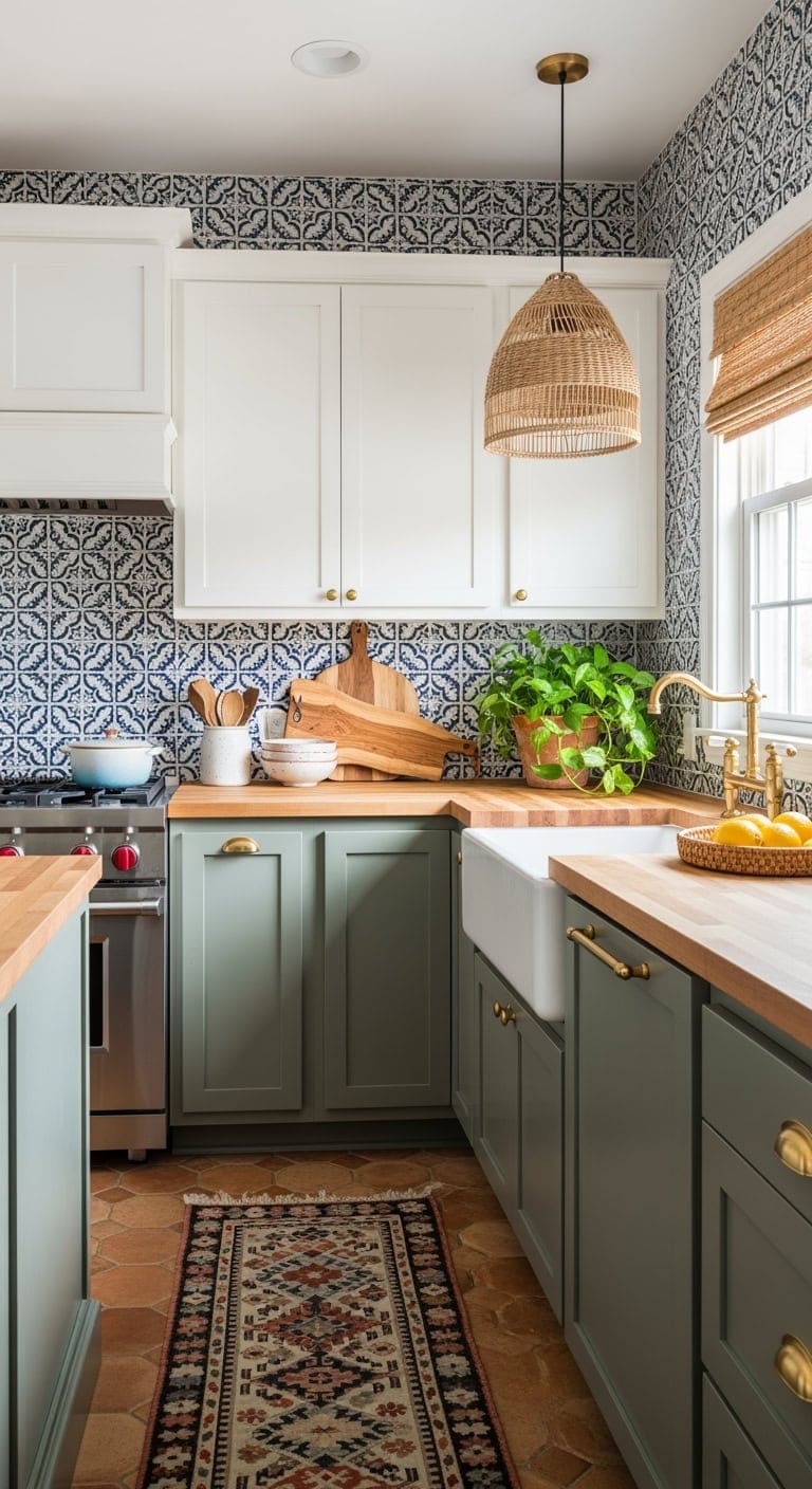 bohemian refined patterned backsplash
