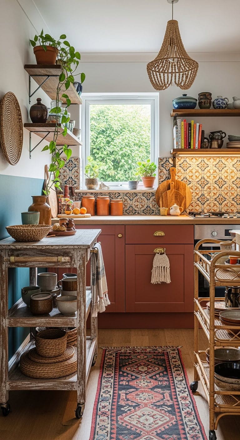 bohemian rolling cart makeover