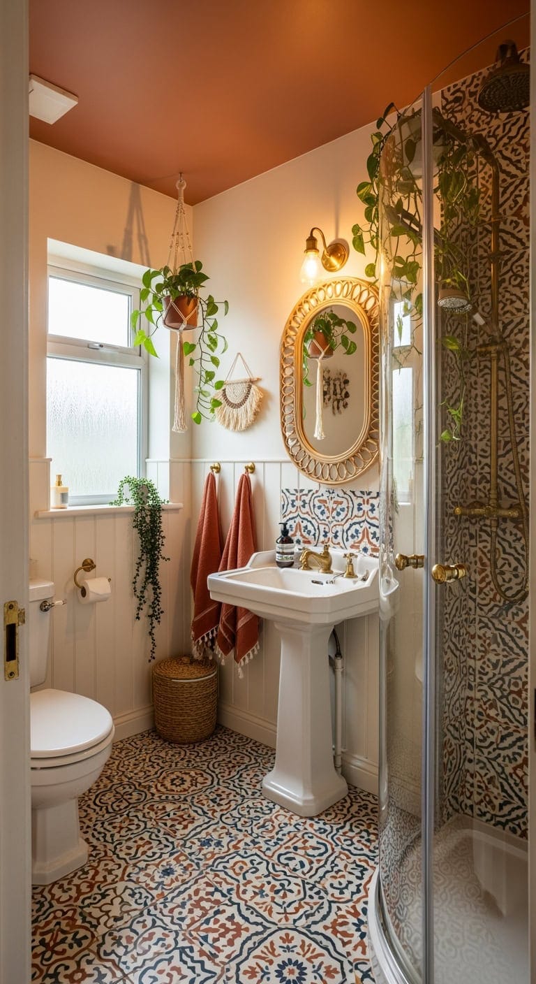 bohemian vintage moroccan bathroom