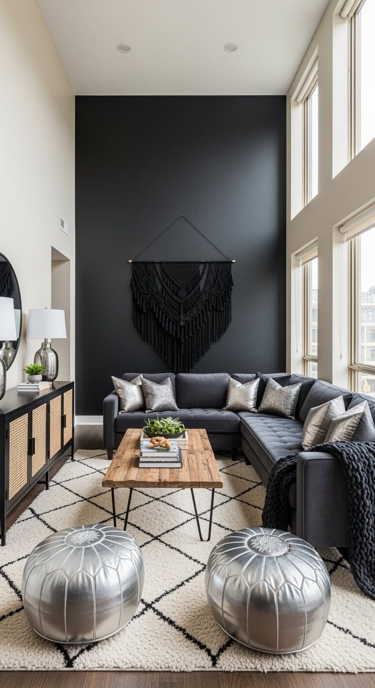 boho luxe black and silver