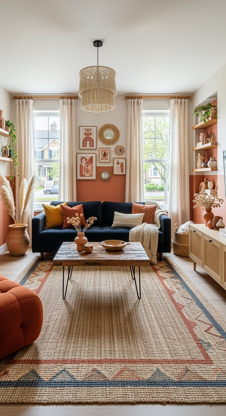 boho luxe terracotta living