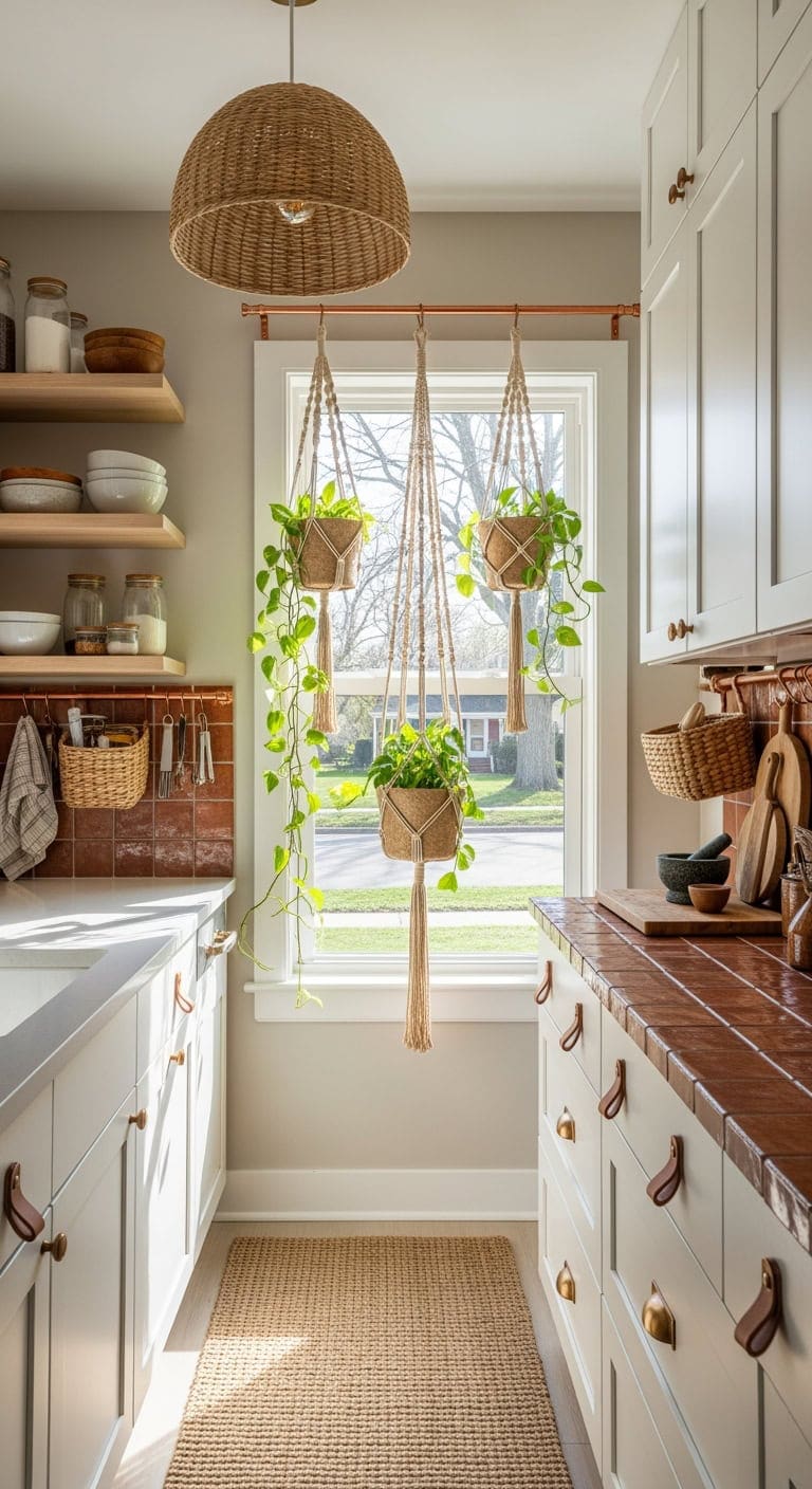 boho macram kitchen organization