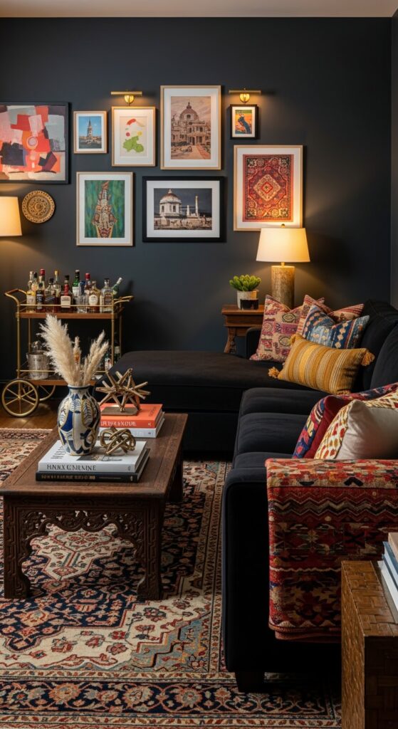Picture of 23 All Black Living Room Makeovers That Balance Drama and Comfort