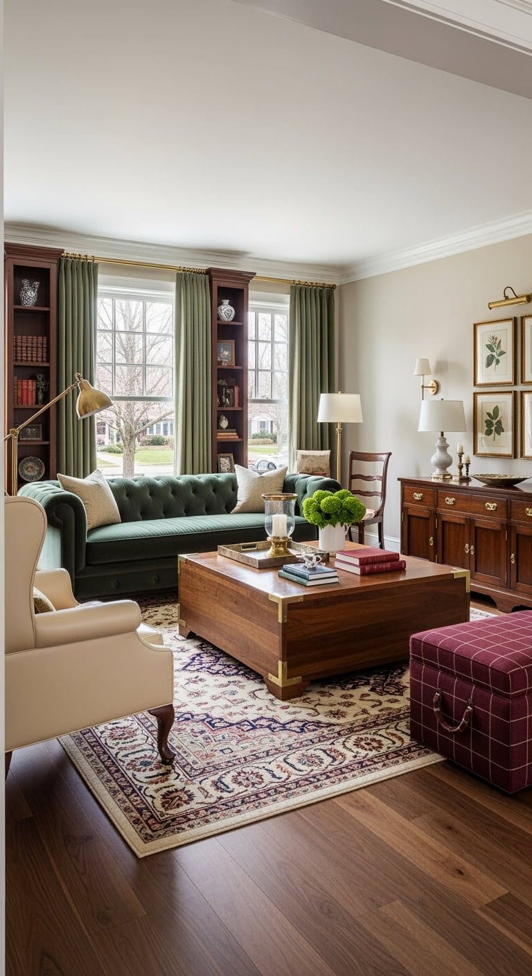 brass accented walnut colonial revival