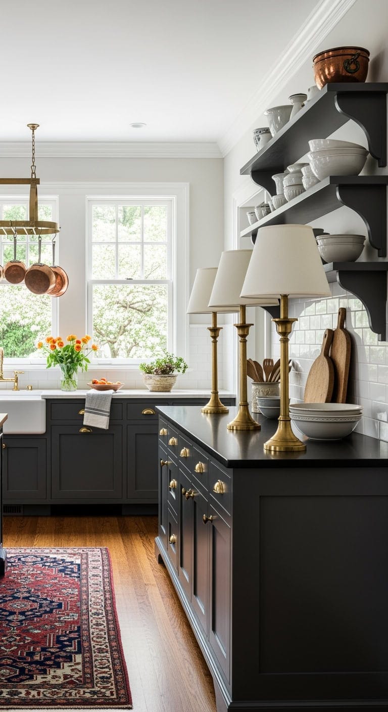 brass candlestick colonial kitchen