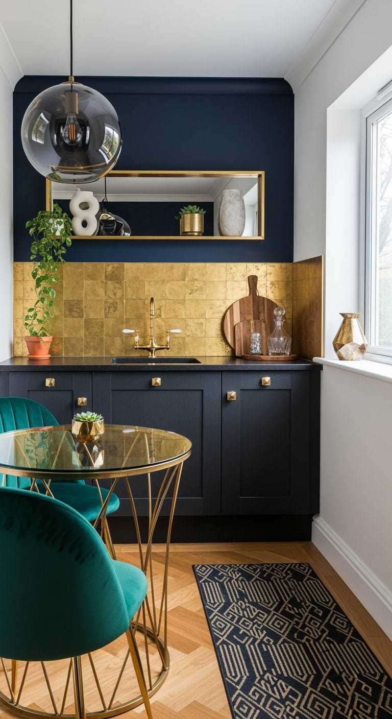 brass glass art deco dining