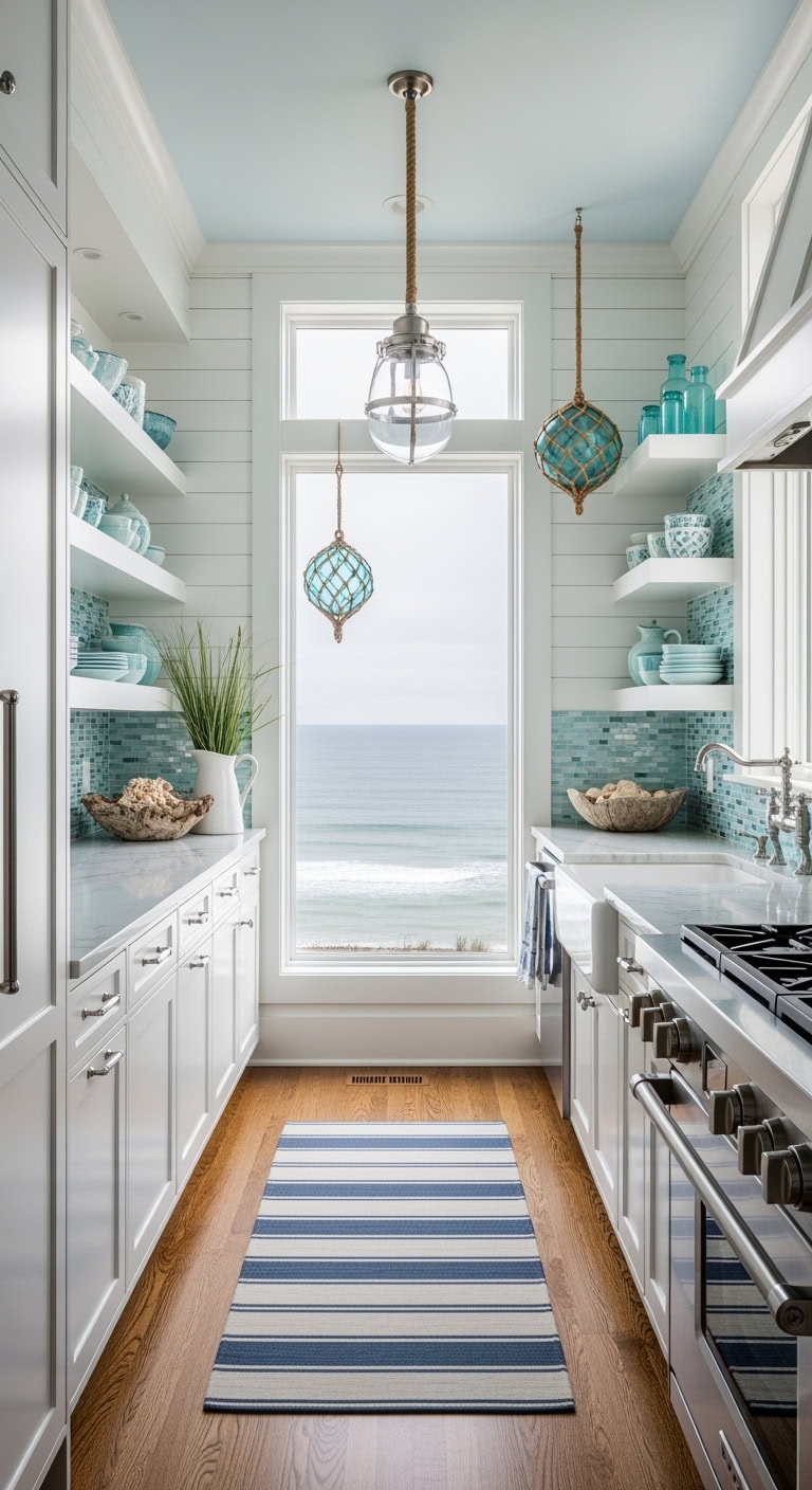 breezy coastal narrow kitchen