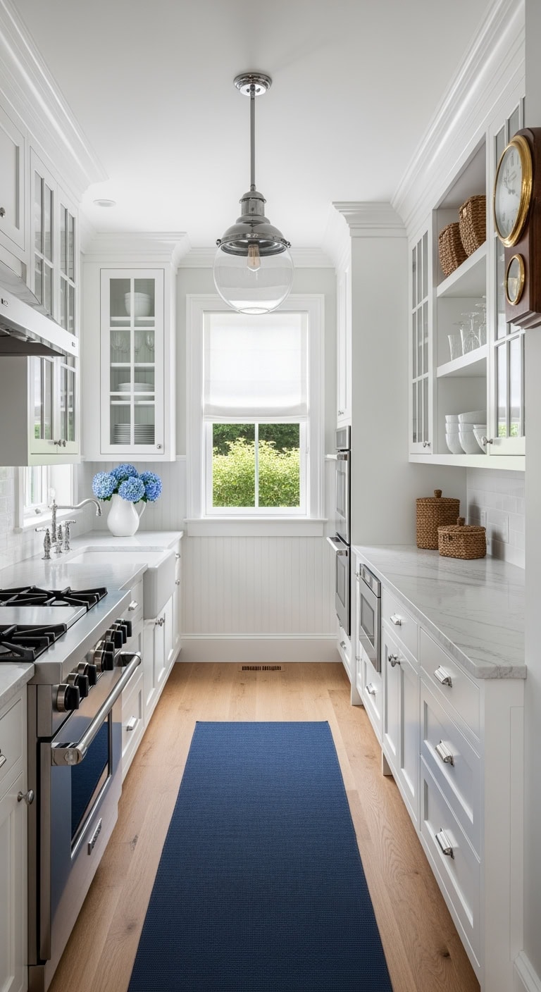 bright hamptons glass front cabinetry