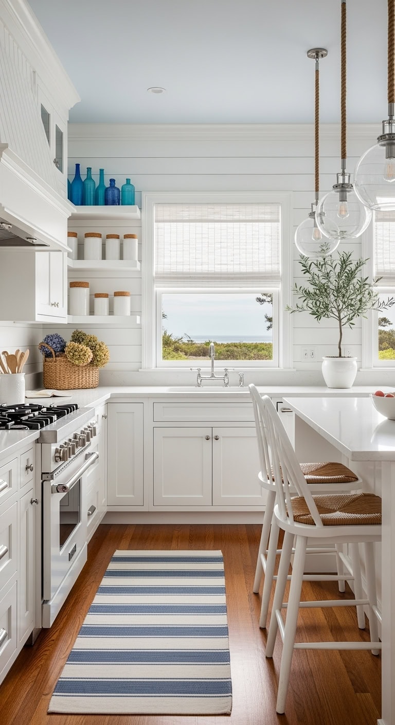 bright white coastal breakfast nook