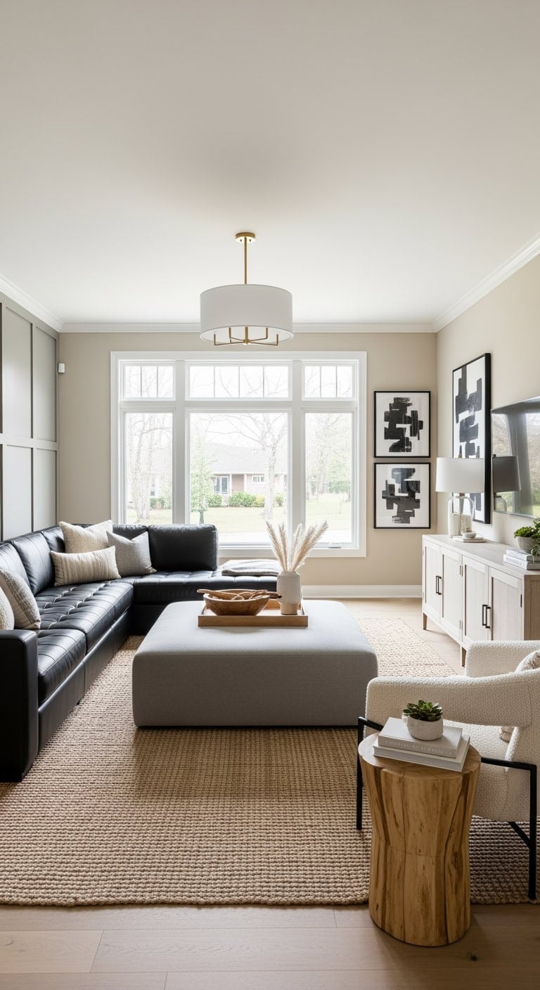 casual contemporary neutral black sectional