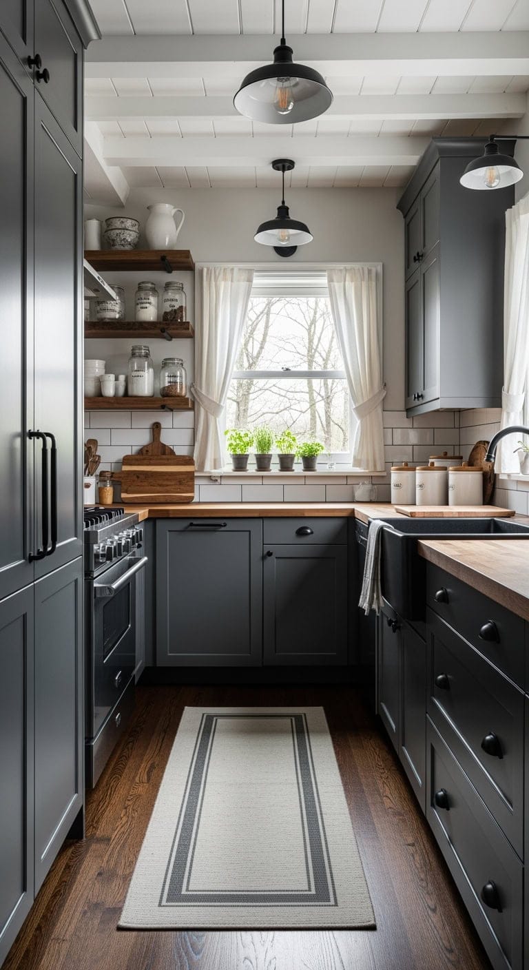 charcoal farmhouse kitchen makeover