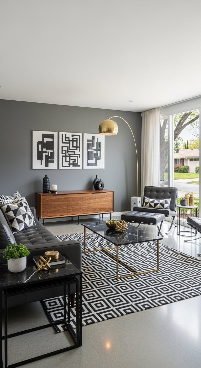 charcoal leather geometric modern