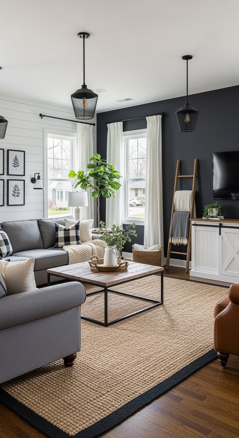 charcoal shiplap modern farmhouse