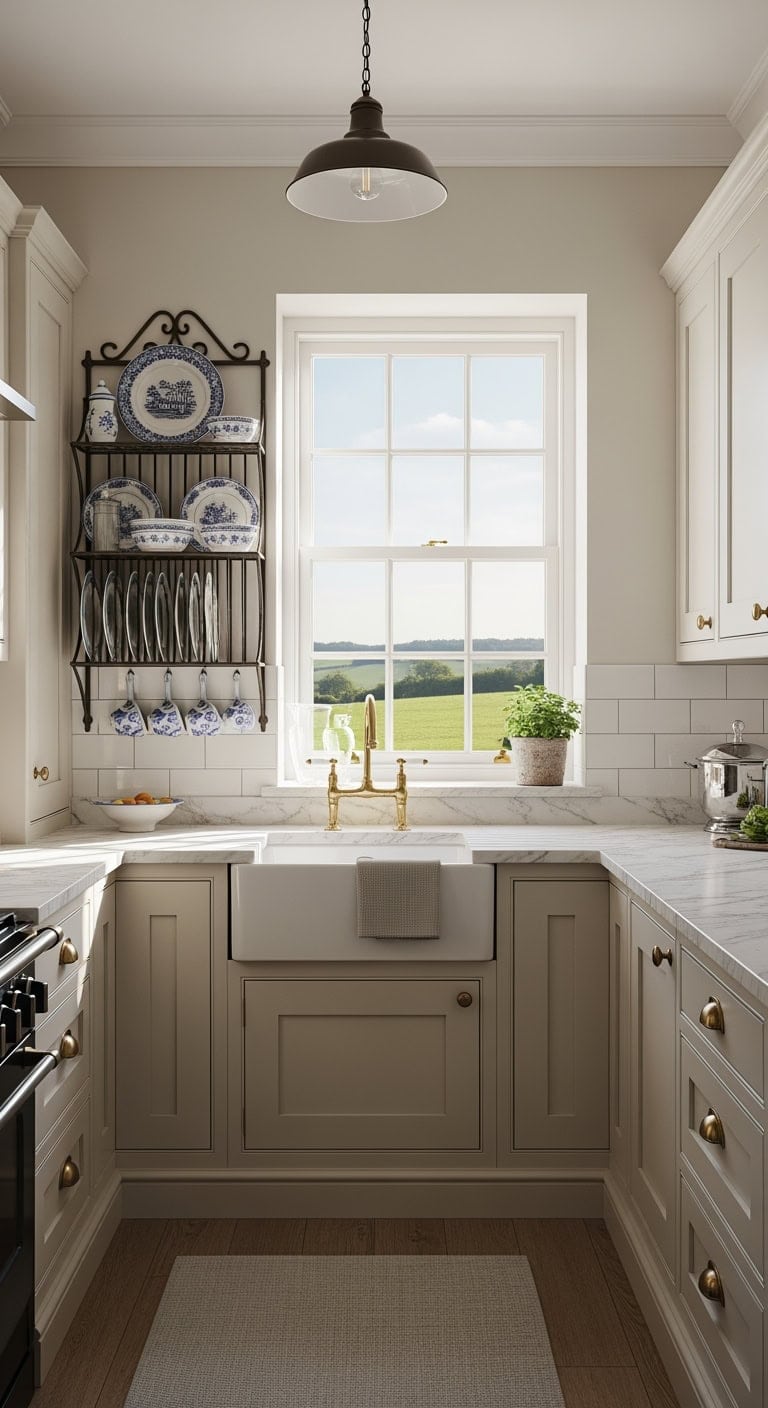 charming brass accented cottage kitchen