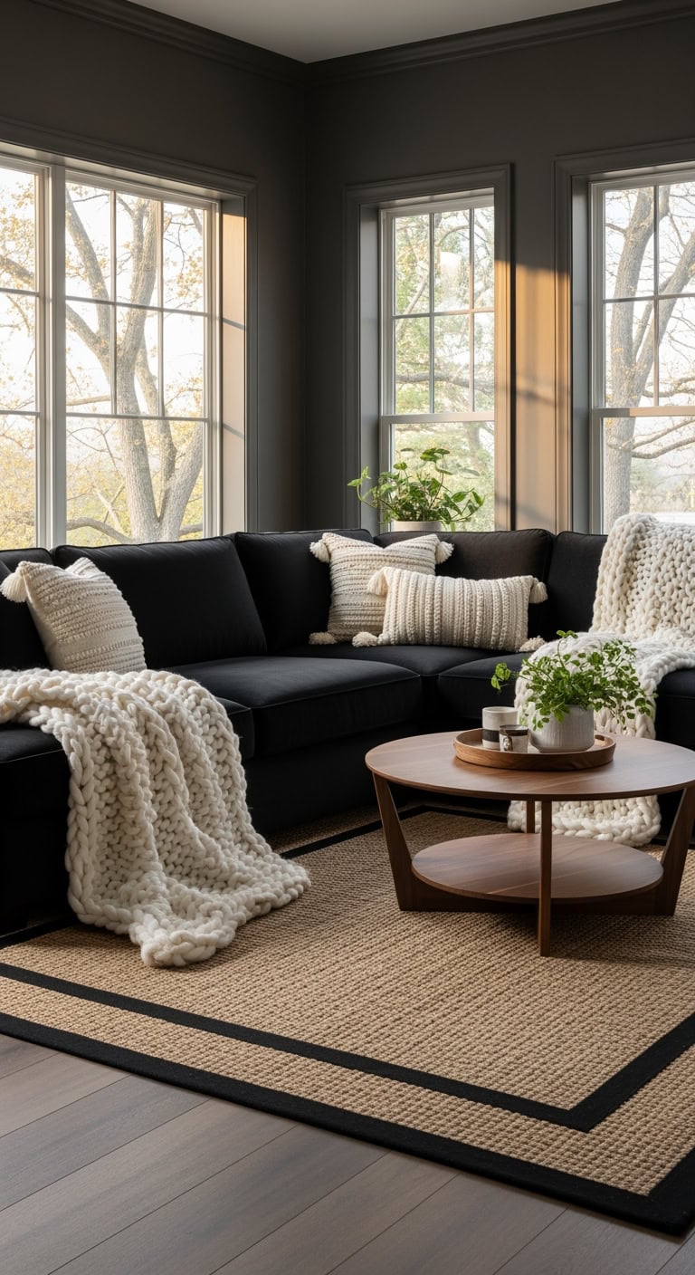 chic black living room