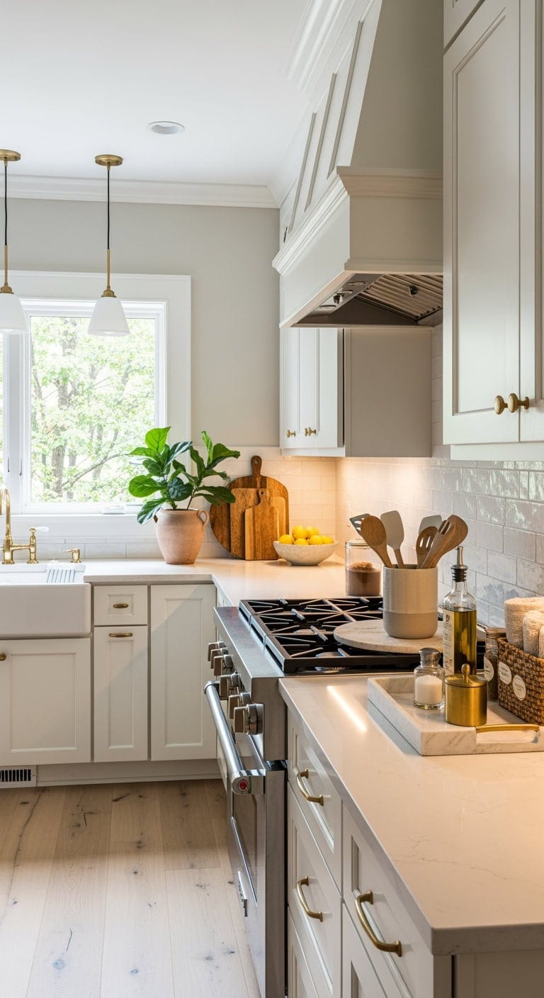 chic neutral countertop organization station