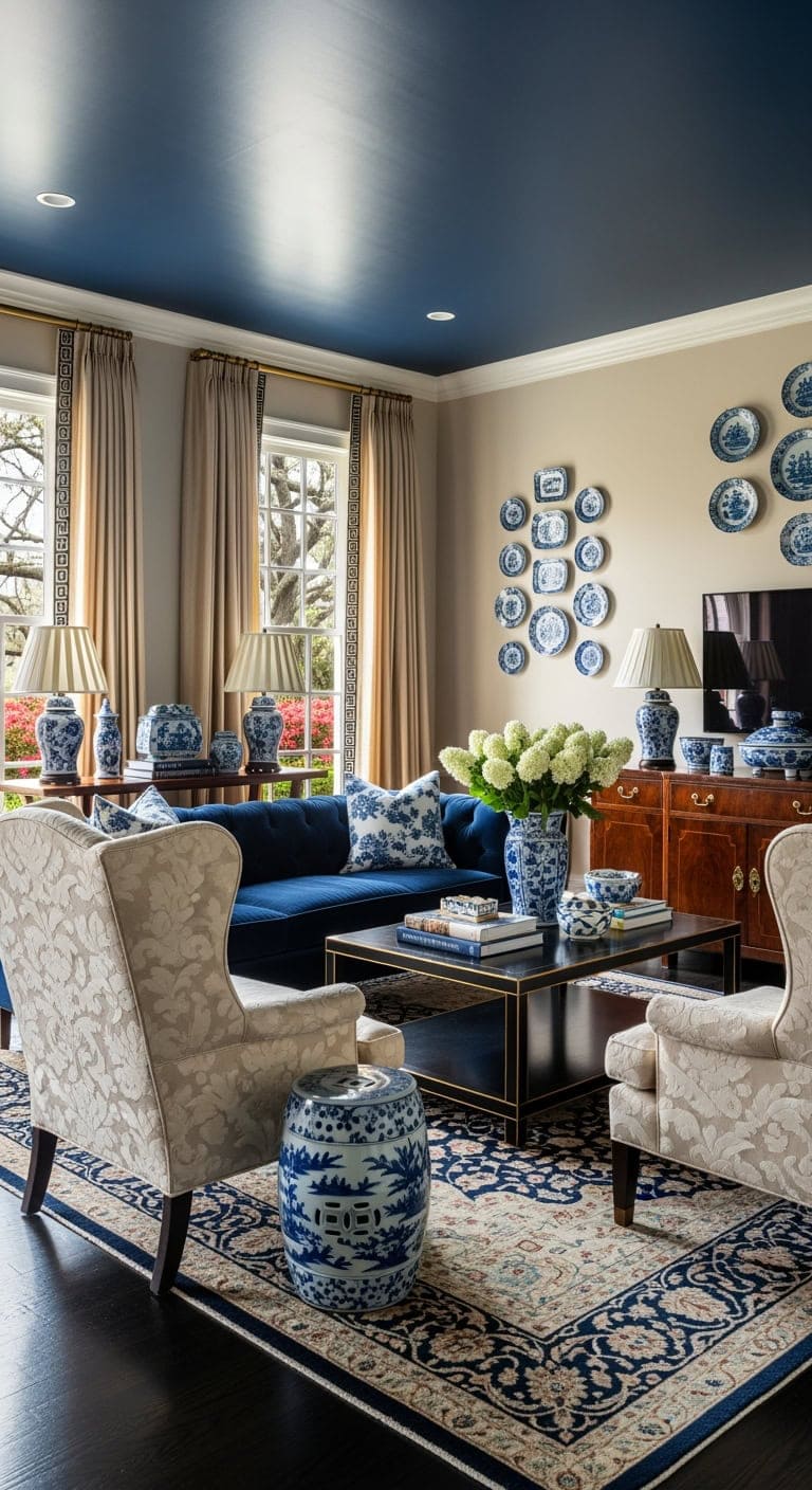 chinoiserie elegance on mahogany