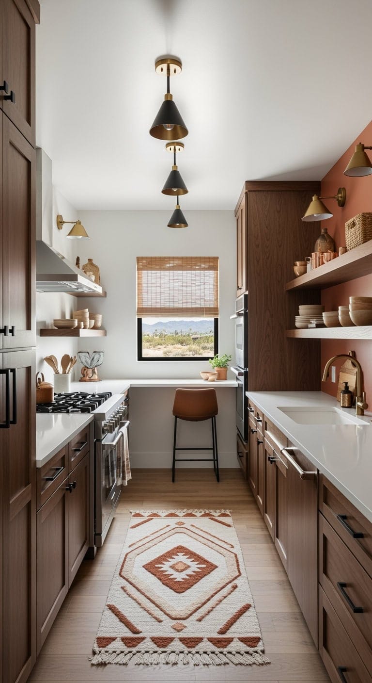 chocolate brown desert kitchen