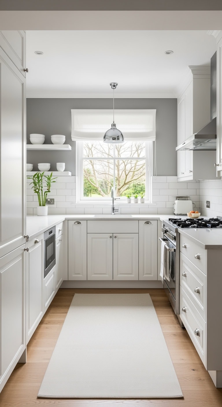 clutter free minimalist corner kitchen