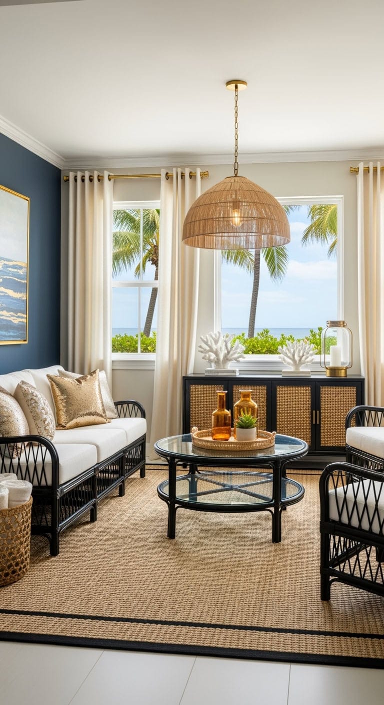 coastal black rattan glamour