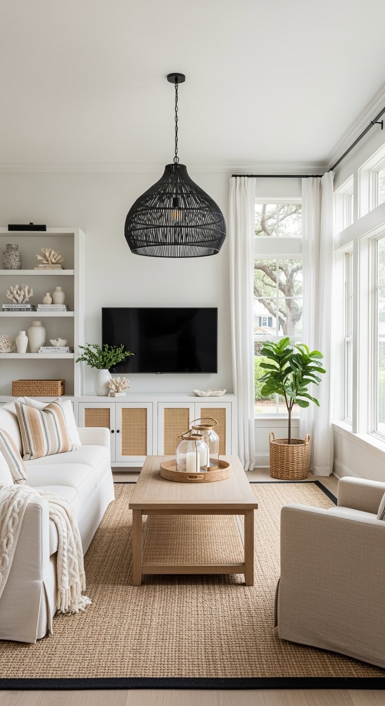 coastal cream slipcovers with rattan