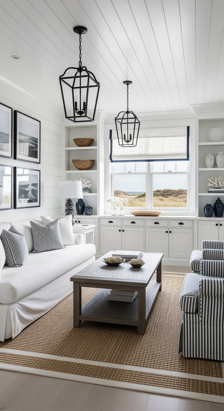 coastal hamptons white paneled