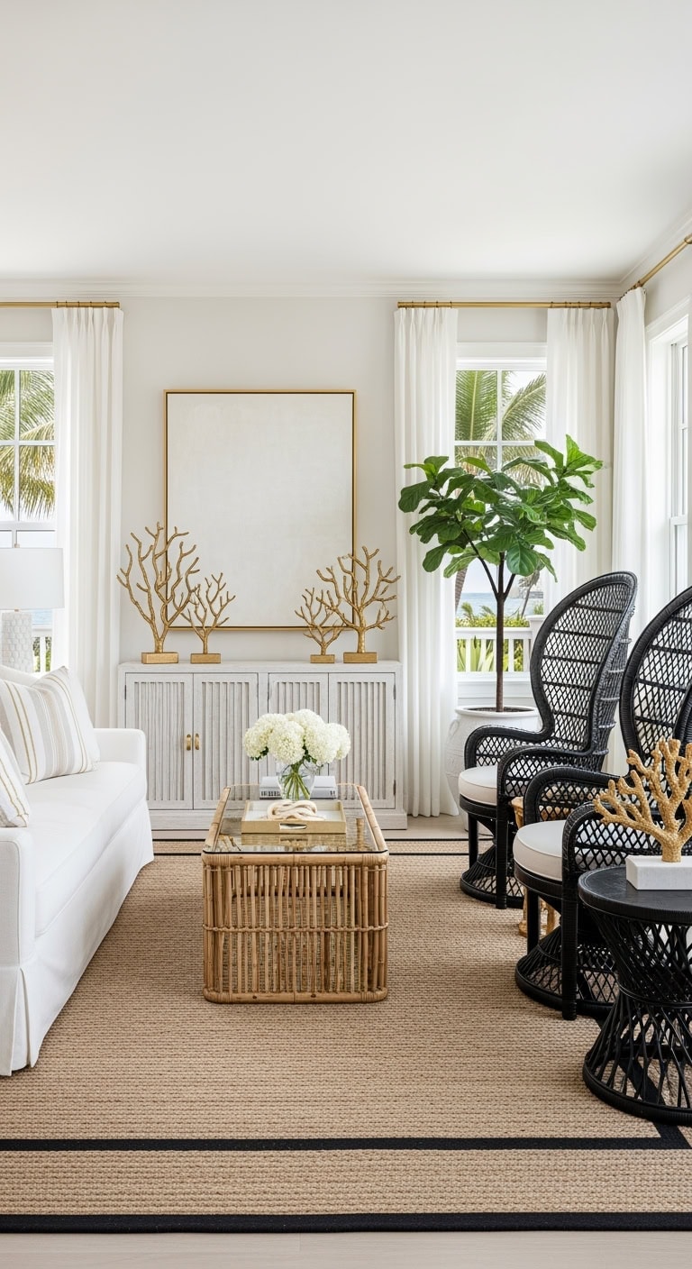 coastal luxe cream rattan elegant