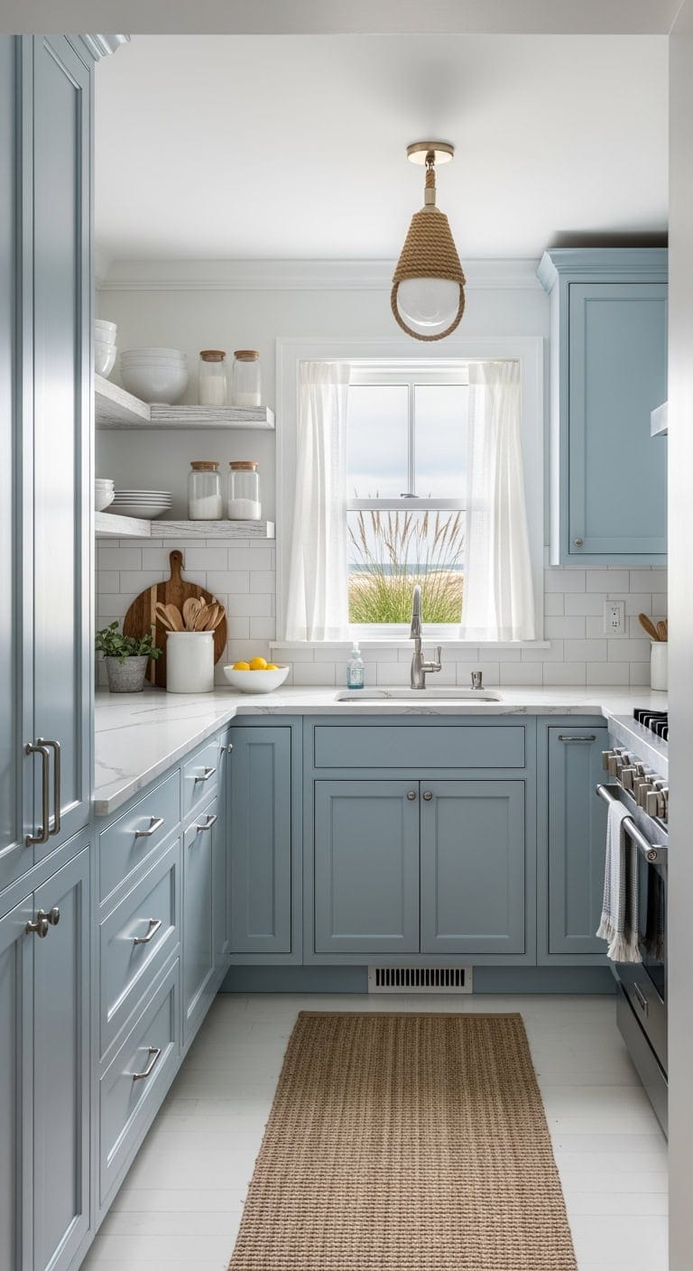 coastal soft blue kitchen makeover