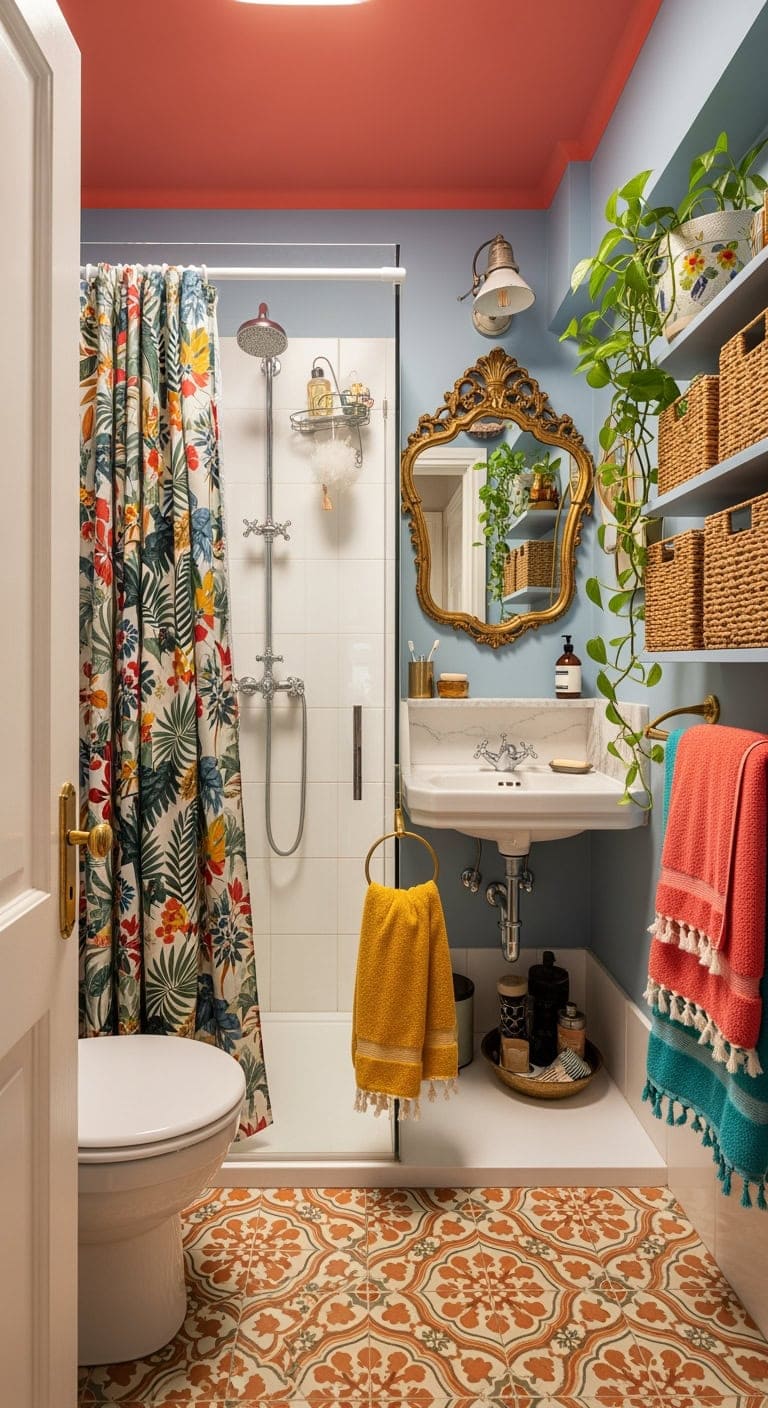 collected vintage eclectic bathroom