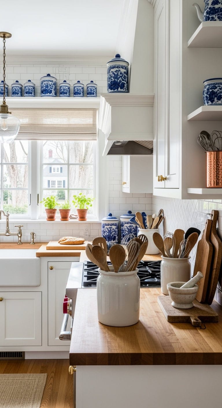 colonial ceramic countertop utensil organization